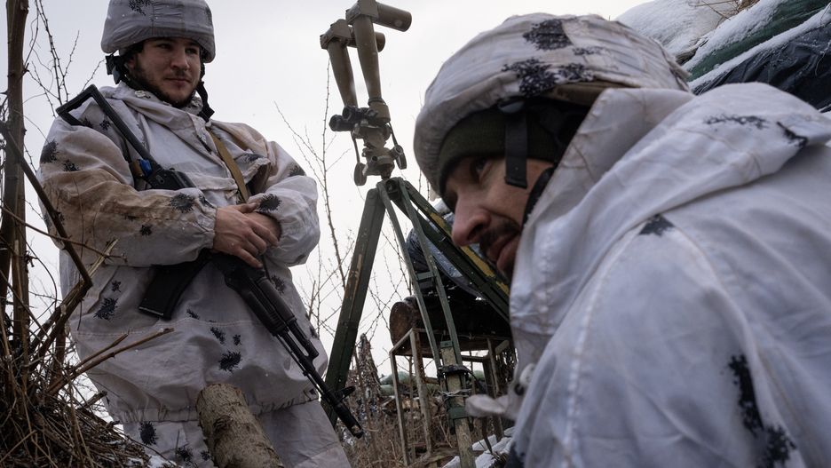 DONBAS, UKRAINE - JANUARY 18: Members of the 503âd Naval Infantry Battalion stationed in Donbas, Ukraine on January 18, 2022. (Photo by Wolfgang Schwan/Anadolu Agency via Getty Images)