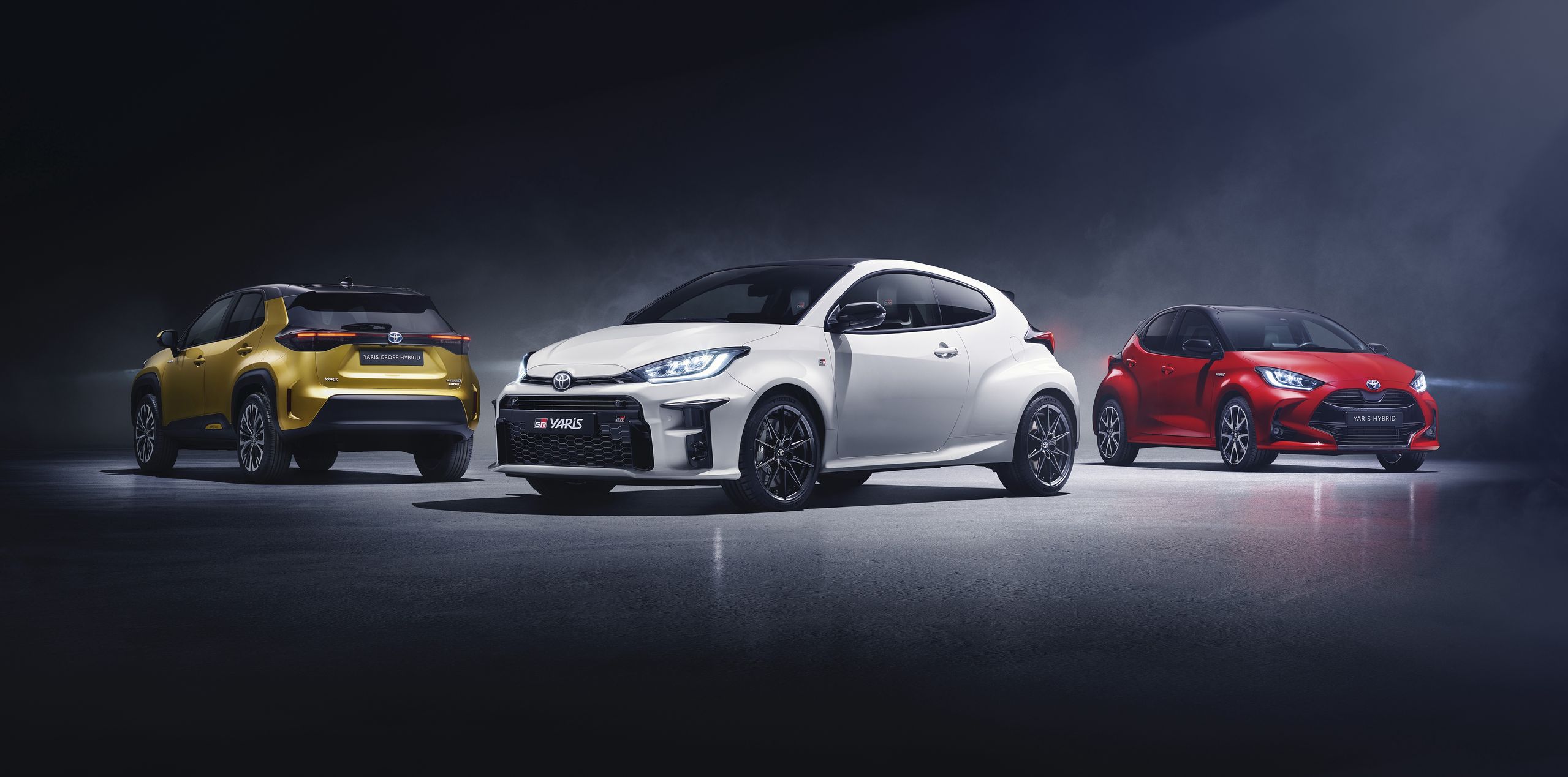 Od lewej: Toyota Yaris Cross, GR Yaris i Yaris 