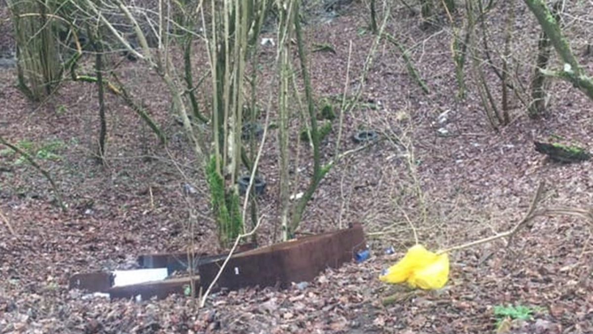 Mężczyzna śmiecił w lesie