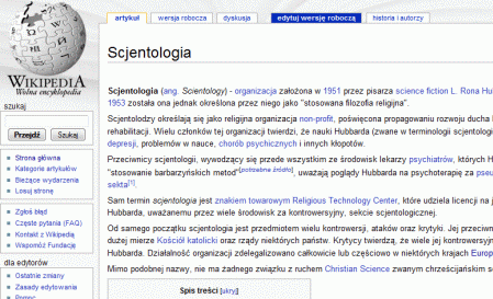 Wikipedia banuje Scjentologów