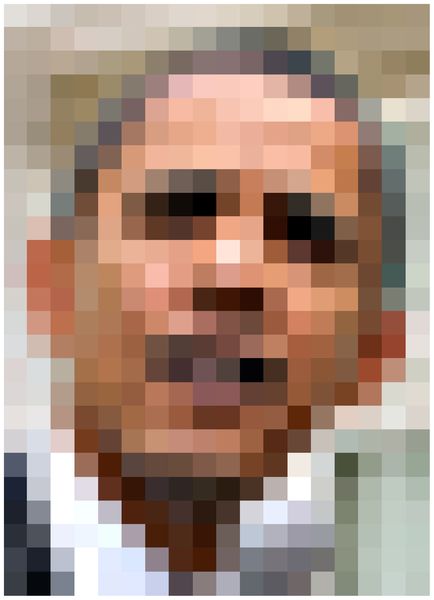 Zdjęcie prezydenta USA Barracka Obamy w bardzo małej rozdzielczości, która jednak pozwala na rozpoznanie znajomej twarzy.