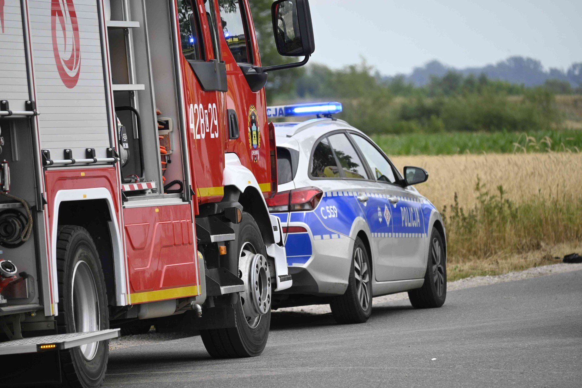 Poważny wypadek w Chełmnie. Ranna kobieta. Lądował śmigłowiec LPR. Zobaczcie zdjęcia