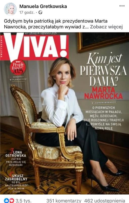 Manuela Gretkowska oceniła wywiad Marty Nawrockiej