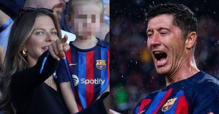 Anna Lewandowska z wystrojoną w barwy katalońskiego klubu córką ENTUZJASTYCZNIE kibicują Robertowi podczas meczu (ZDJĘCIA)