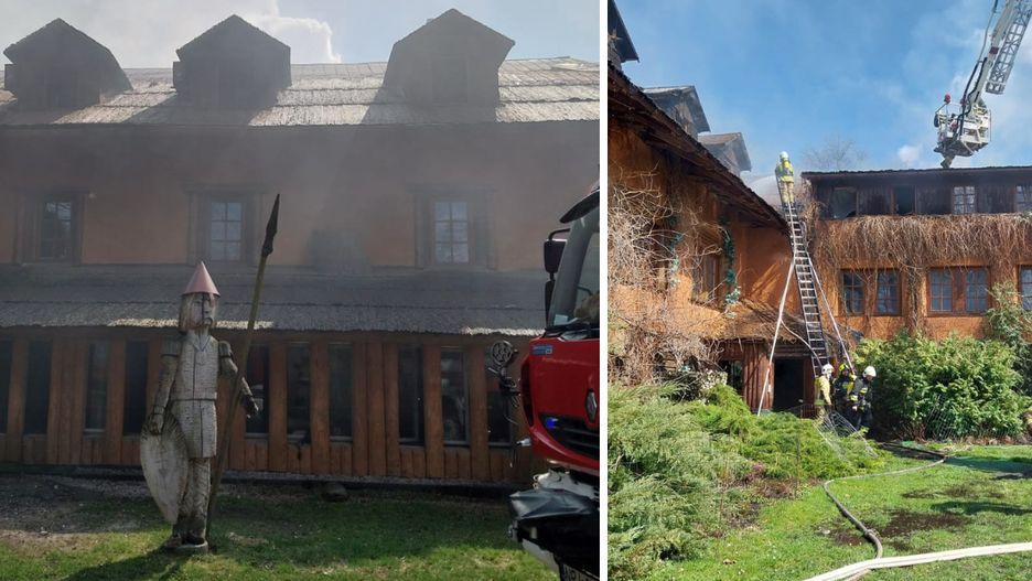 Pożar hotelu na Mazurach. Ponad pięć godzin akcji strażaków