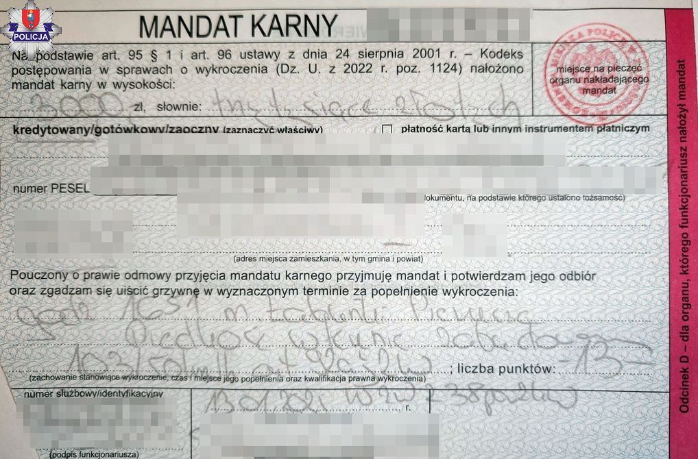 Mandat karny za prędkość