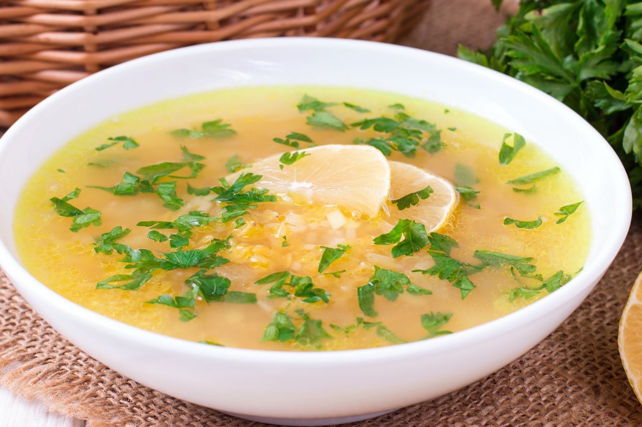 Greek chicken soup is delicious and refreshing.