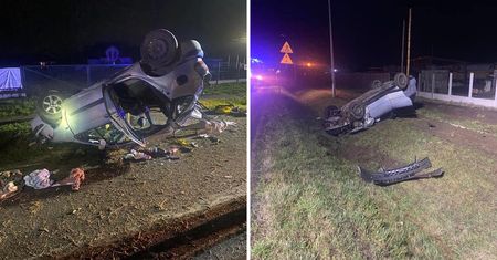 Wypadek pod Toruniem. Dwa auta dachowały