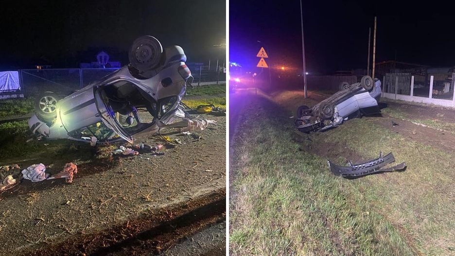 Groźny wypadek pod Toruniem. Dachowały dwa auta