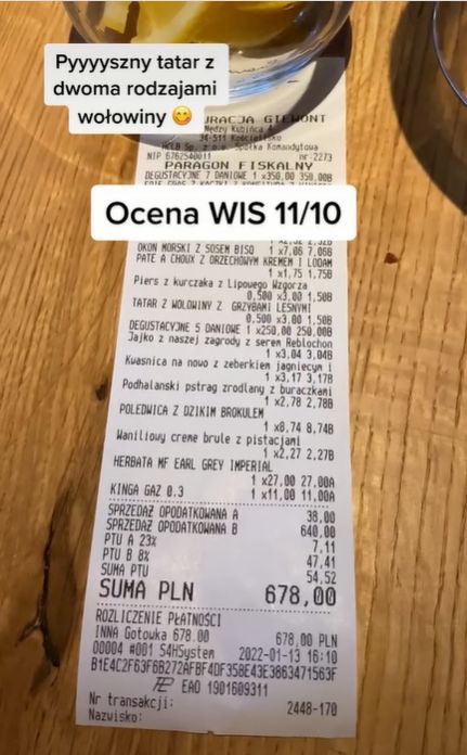 Nowy paragon grozy? Tiktokerka pokazała ceny w restauracji w Zakopanem 