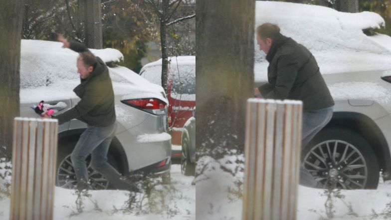 Donald Tusk przyłapany w drodze do auta. Był o krok od upadku!