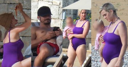 Katy Perry przechadza się po plaży z dzieckiem na rękach (ZDJĘCIA)
