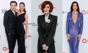 Gwiazdy na oscarowej imprezie u Eltona Johna: skłóceni z rodziną Beckham i Peltz, Sharon Osbourne i Dua Lipa z imponującym dekoltem (ZDJĘCIA)