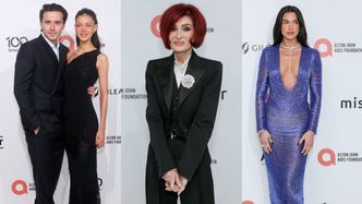 Gwiazdy na oscarowej imprezie u Eltona Johna: skłóceni z rodziną Beckham i Peltz, Sharon Osbourne i Dua Lipa z imponującym dekoltem (ZDJĘCIA)