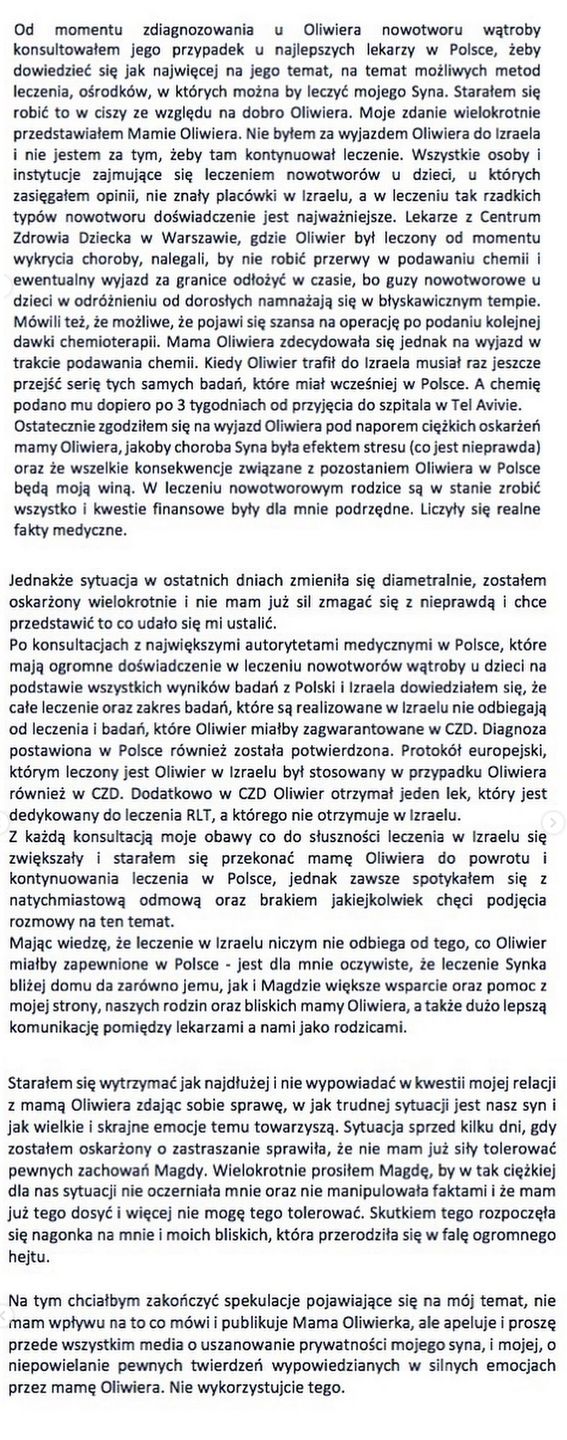 Jakub Rzeźniczak wydał oświadczenie w sprawie syna