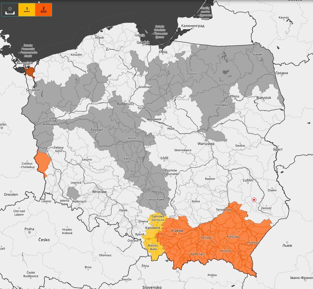 Dla części zlewni górnej Wisły oraz dla zlewni Lubszy wydane zostały ostrzeżenia hydrologiczne