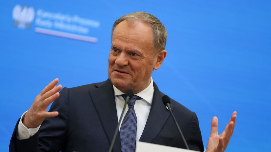 Donald Tusk, Prime Minister of Poland, meets with Mark Rutte, NATO Secretary General, at the Chancellery of the Prime Minister in Warsaw, Poland, on March 26, 2025. The Prime Minister and NATO Secretary General discuss security in Europe, the threat from Russia, and NATO and its contribution to security. (Photo by Klaudia Radecka/NurPhoto via Getty Images)