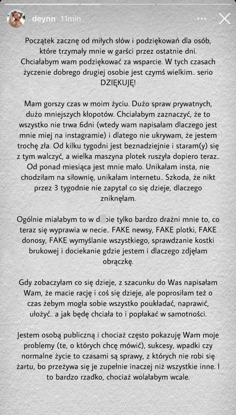Deynn tłumaczy się z małżeńskiego kryzysu z Majewskim