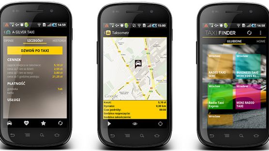 Taxi Finder korzysta z systemu Android 4.0 1