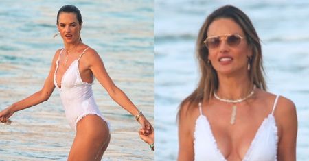 Alessandra Ambrosio pokonuje brazylijskie fale w kostiumie kąpielowym za ponad 3 tys. zł. Ikona? (ZDJĘCIA)