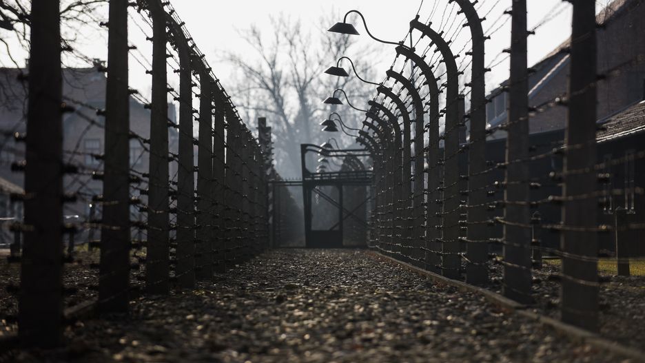 OSWIECIM, POLAND - JANUARY 26: Barbed wire fences are pictured part of the former Nazi German Auschwitz Concentration Camp ahead of the 75th Anniversary of Auschwitz Liberation  in Oswiecim, Poland on January 26, 2020. (Photo by Omar Marques/Anadolu Agency via Getty Images)