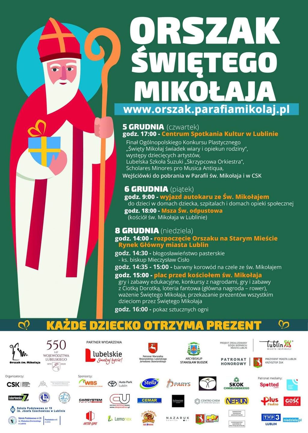 Orszak Świętego Mikołaja w Lublinie 2024 - PROGRAM