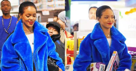 Rihanna w futrze kupuje zabawki (ZDJĘCIA)