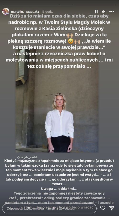 Marcelina Zawadzka o molestowaniu