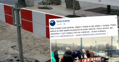 Ludzie ustawiają się w kolejce przy ulicy. Powód? Chcą przejść na drugą stronę ulicy
