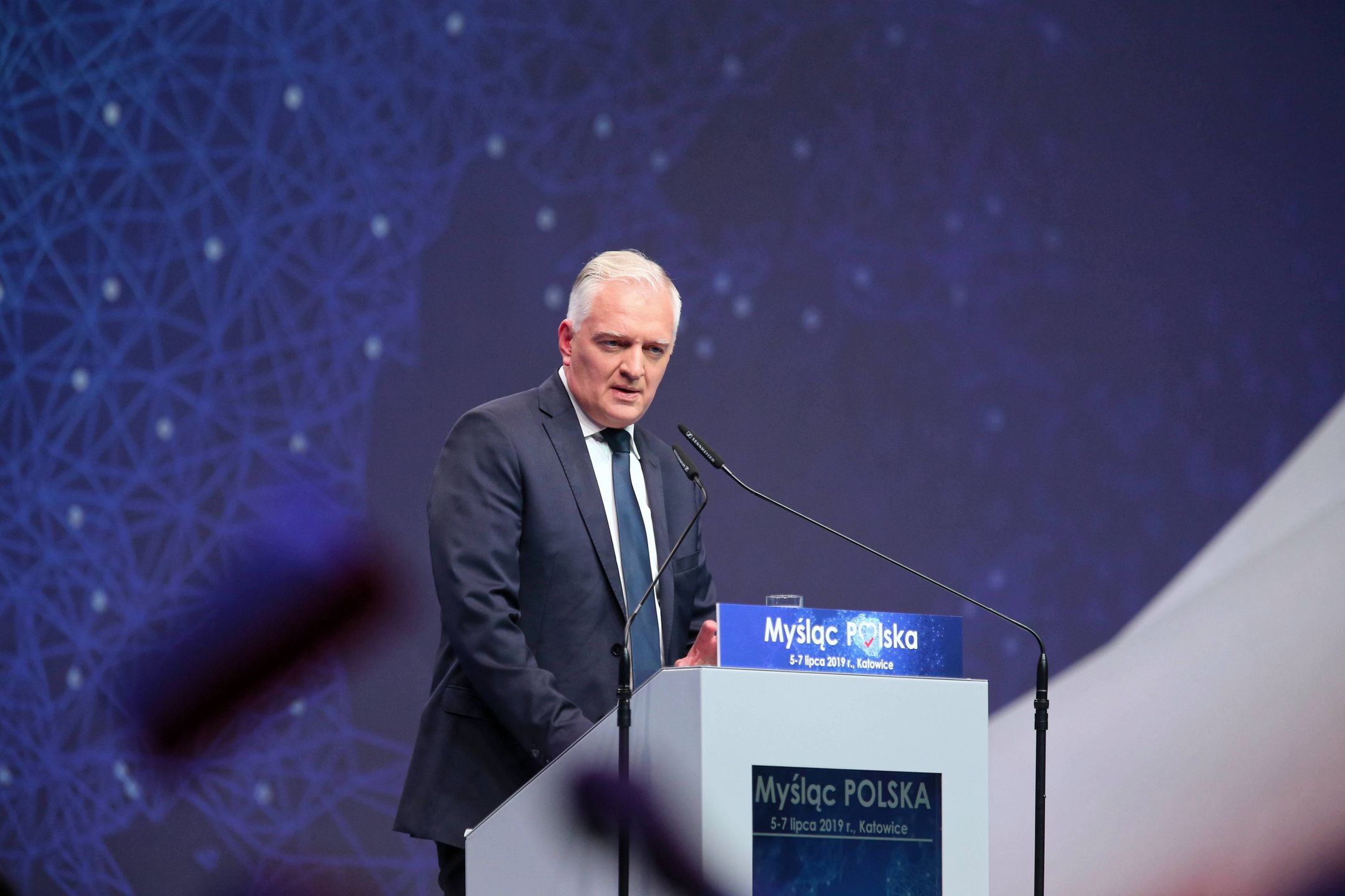 Jarosław Gowin podczas konwencji PiS w Katowicach