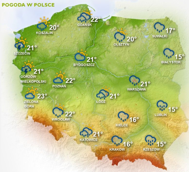 Prognoza pogody na niedzielę, 20 sierpnia 2017 
