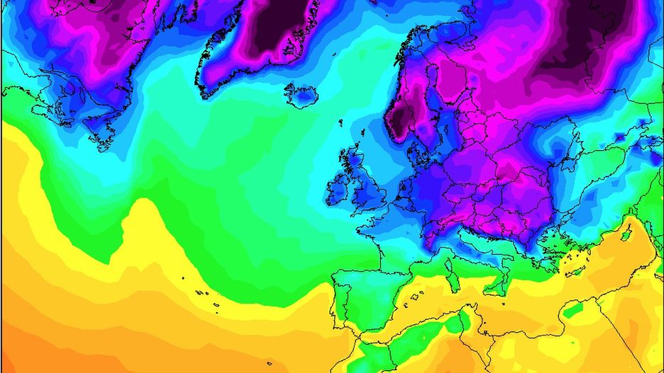 Masy ciepłego i zimnego powietrza prognozowane na poranek 1 marca
