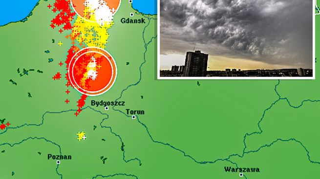 Pogoda. Rano strefa burz i ulew objęła Pomorze, a kolejne rozbudowywały się w Wielkopolsce i w Lubuskiem