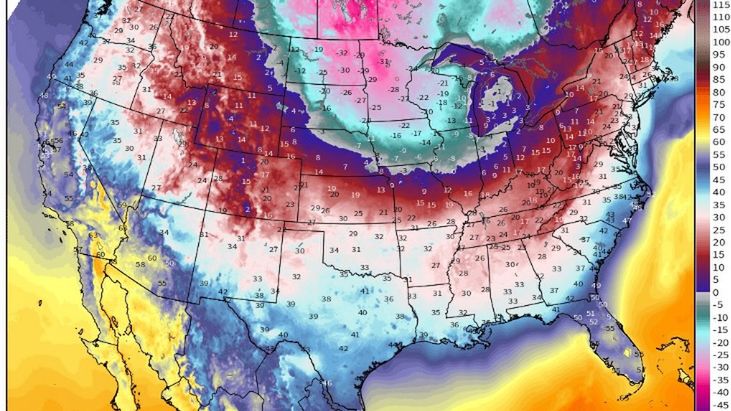75 proc. Amerykanów musi szykować się na srogi mróz (weathermodels.com)