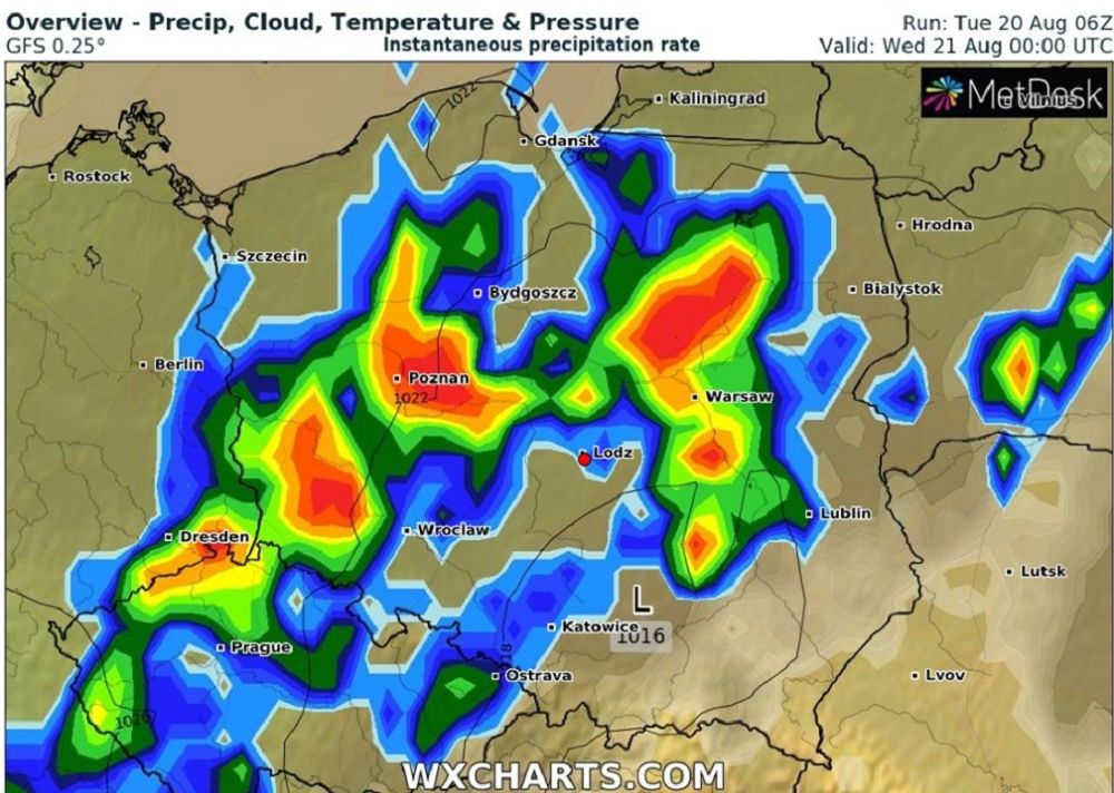 Pogoda. Prognoza opadów dla Polski.