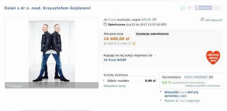 Aukcja WOŚP 2017 z doktorem Krzysztofem Gojdziem