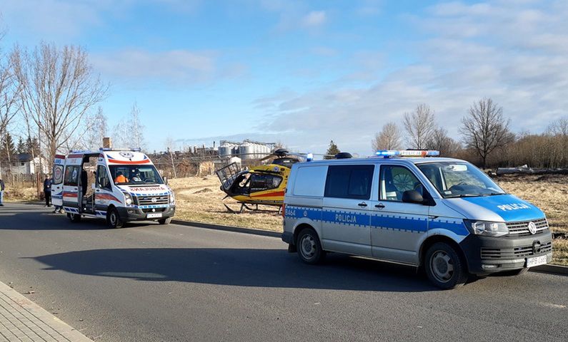 Wypadek w Strzegomiu. 24-latka zabrał śmigłowiec LPR