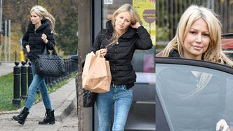 "Markowa" Magdalena Ogórek z "puchową" torebką Chanel za 6 tysięcy walczy z wiatrem w drodze do swojego BMW (ZDJĘCIA)