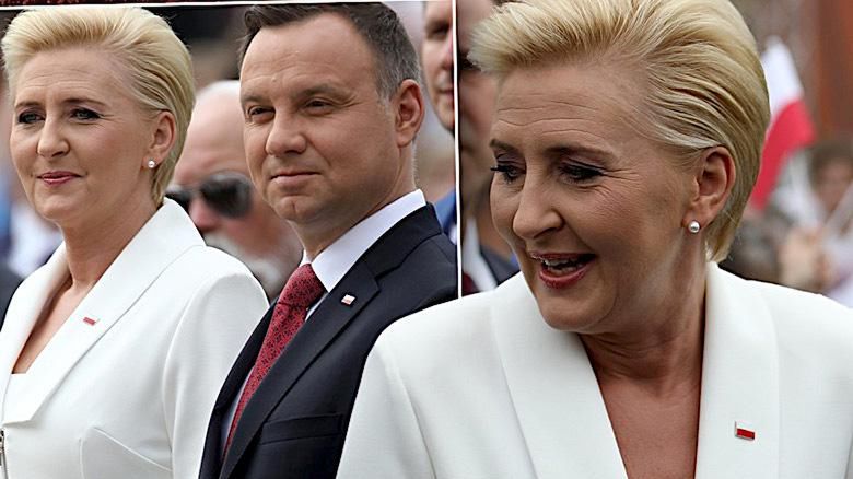 Agata Duda, Dzień Flagi, biało-czerwona stylizacja