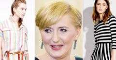 Agata Duda w wiosennych paskach