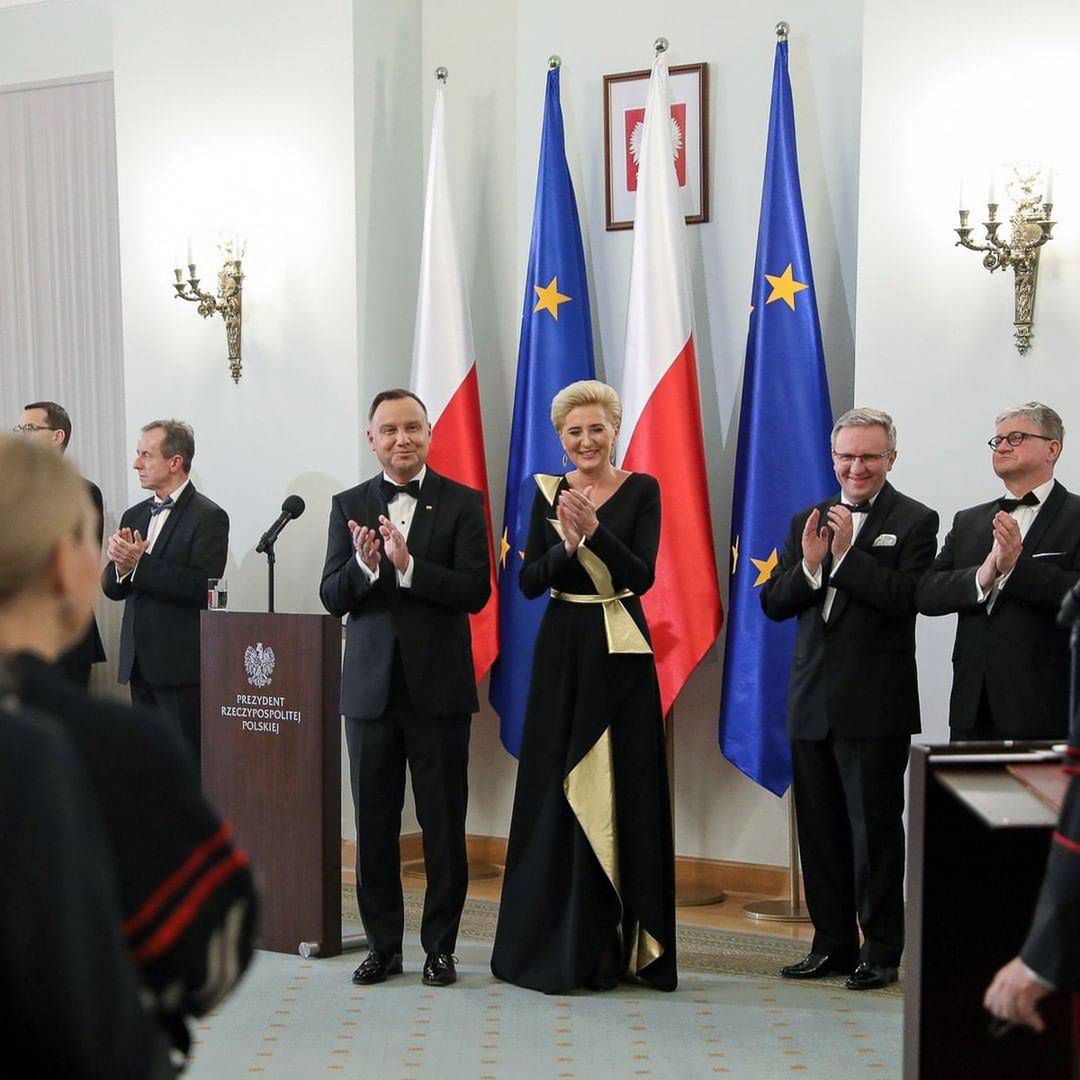 Agata Duda w sukni Doroty Goldpoint na spotkaniu z korpusem dyplomatycznym