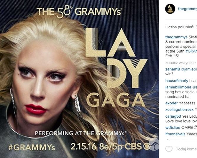 Grammy 2016: Lady Gaga odda hołd Davidowi Bowiemu