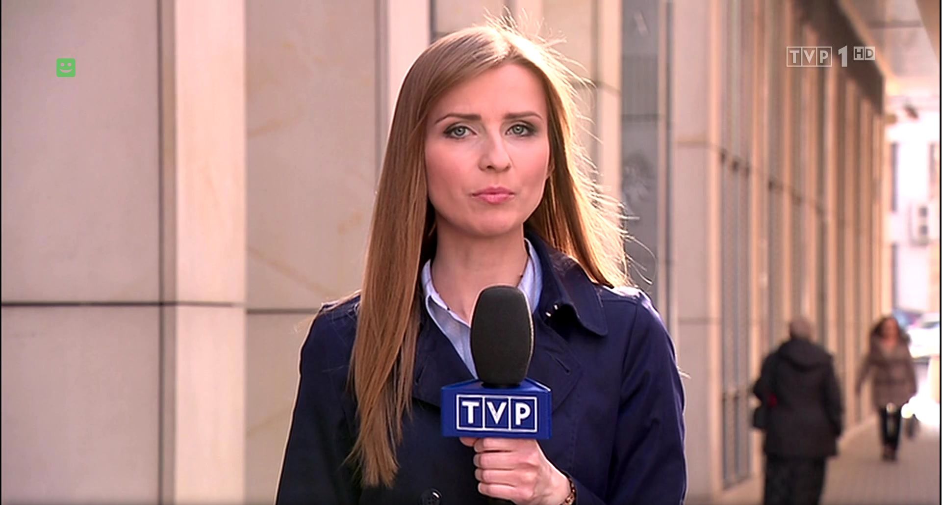 Ewa Bugała w trakcie relacji dla TVP