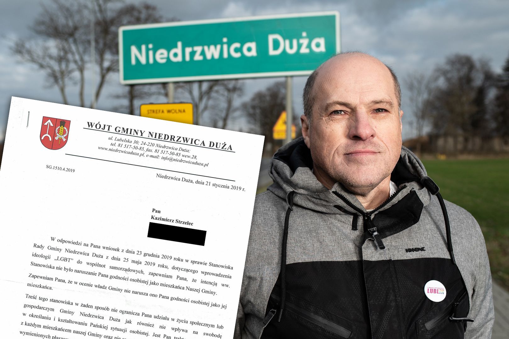 Pan Kazimierz mieszka w Niedrzwicy Dużej. Wysłał pismo do wójta ws. "strefy wolnej od LGBT"