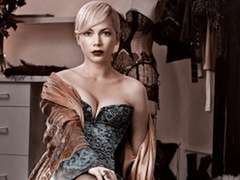 Michelle Williams w podartych pończochach