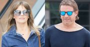 Edyta Herbuś w jeansowej koszuli i Radosław Majdan pod studiem TVP [PAPARAZZI]