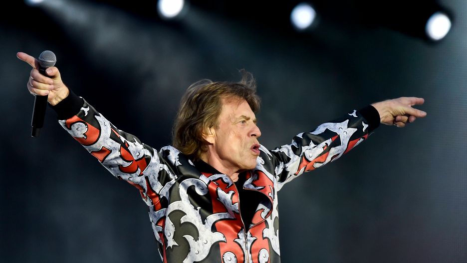 Mick Jagger podczas koncertu w Pradze