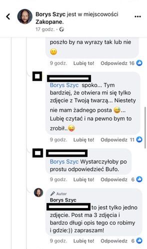 Borys Szyc dyskutuje z fanami w social mediach