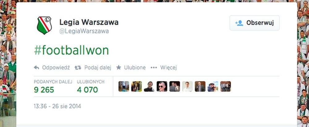 Legia Warszawa
Fotografia: screen z Twitter.com