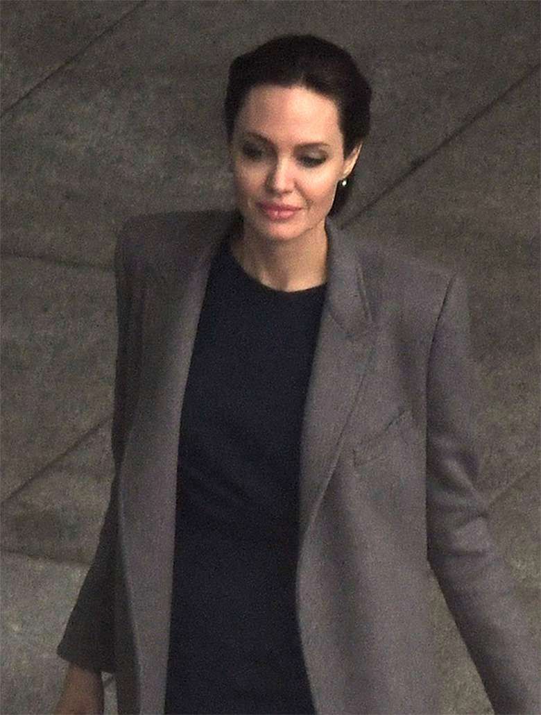 Angelina Jolie z dwiema drogimi torbami na lotnisku